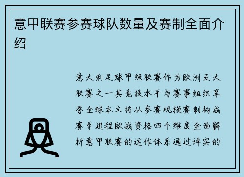 意甲联赛参赛球队数量及赛制全面介绍
